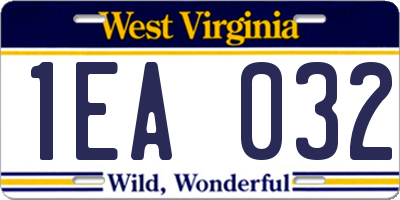 WV license plate 1EA032