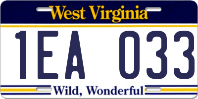 WV license plate 1EA033