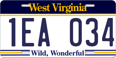 WV license plate 1EA034