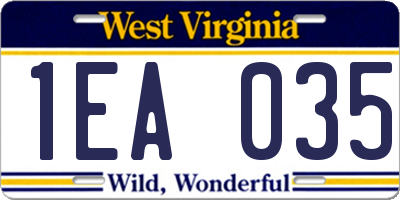 WV license plate 1EA035