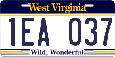WV license plate 1EA037