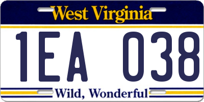 WV license plate 1EA038