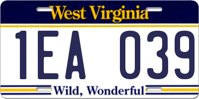 WV license plate 1EA039