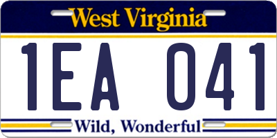 WV license plate 1EA041