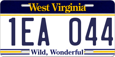 WV license plate 1EA044