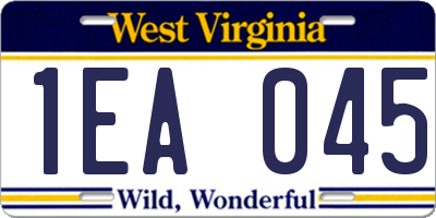WV license plate 1EA045