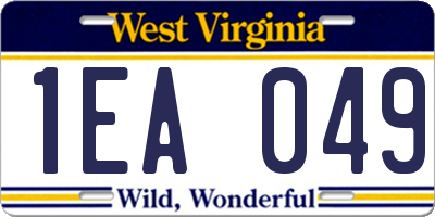 WV license plate 1EA049