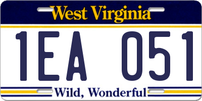 WV license plate 1EA051