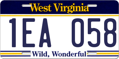 WV license plate 1EA058