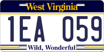 WV license plate 1EA059