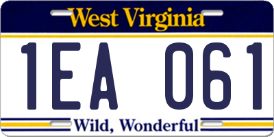 WV license plate 1EA061