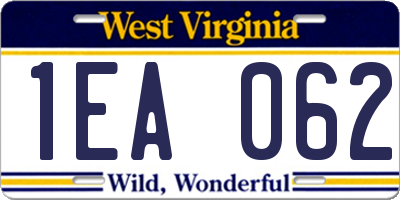 WV license plate 1EA062
