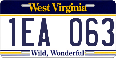 WV license plate 1EA063