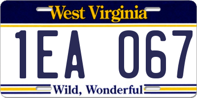 WV license plate 1EA067