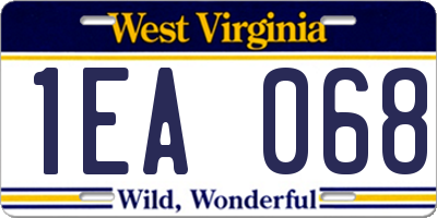 WV license plate 1EA068