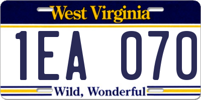 WV license plate 1EA070
