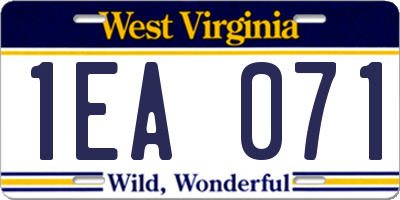 WV license plate 1EA071