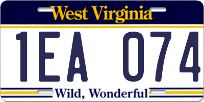 WV license plate 1EA074