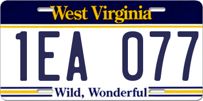 WV license plate 1EA077