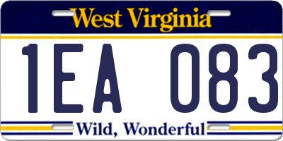 WV license plate 1EA083