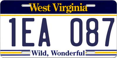 WV license plate 1EA087