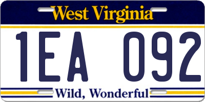 WV license plate 1EA092