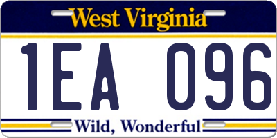 WV license plate 1EA096