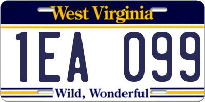 WV license plate 1EA099