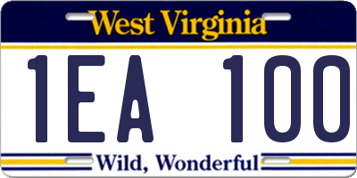 WV license plate 1EA100