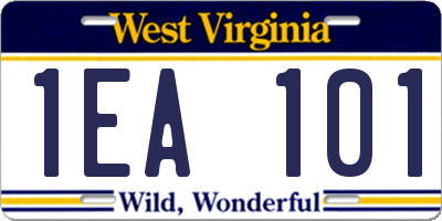 WV license plate 1EA101