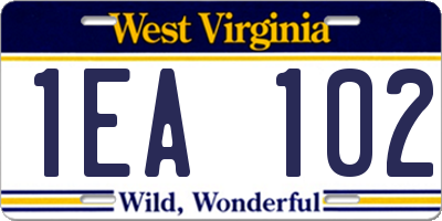 WV license plate 1EA102