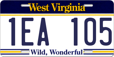 WV license plate 1EA105