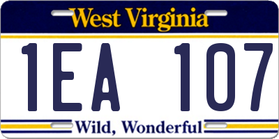 WV license plate 1EA107