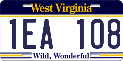 WV license plate 1EA108