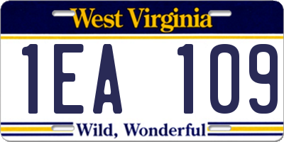 WV license plate 1EA109