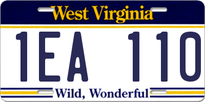 WV license plate 1EA110