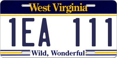 WV license plate 1EA111