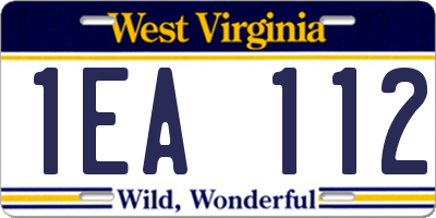 WV license plate 1EA112