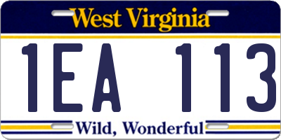 WV license plate 1EA113