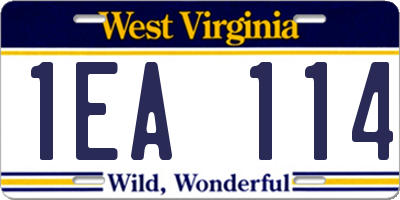 WV license plate 1EA114