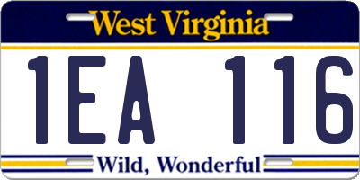 WV license plate 1EA116