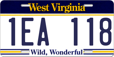 WV license plate 1EA118