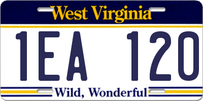 WV license plate 1EA120