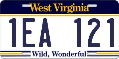 WV license plate 1EA121
