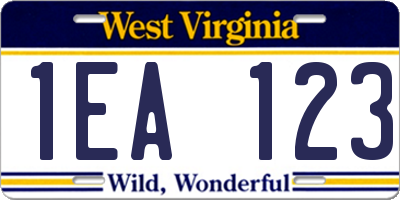 WV license plate 1EA123