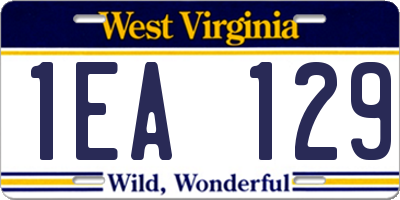 WV license plate 1EA129