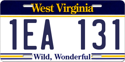 WV license plate 1EA131