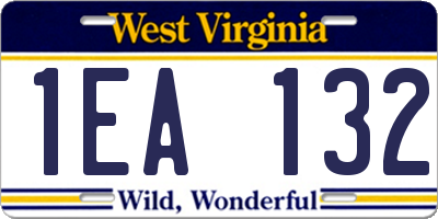 WV license plate 1EA132
