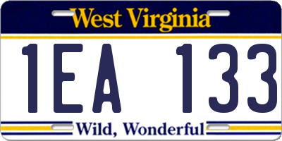 WV license plate 1EA133