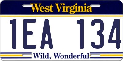 WV license plate 1EA134